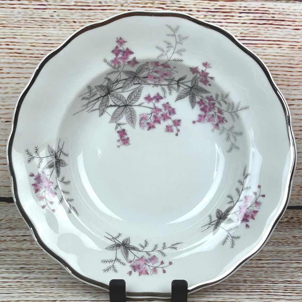 Favolina Karolina Jarolina Poland 3879 Soup Bowl Silver Scalloped‎ Floral 3
